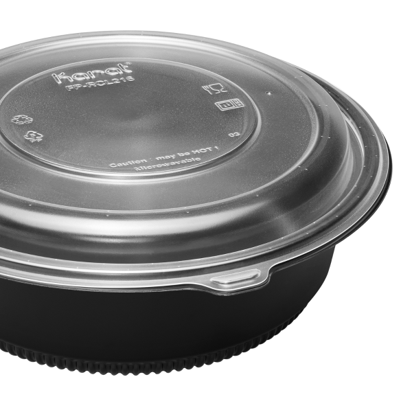 Karat PP Lid for 32 & 48 oz PP Round Microwaveable Container, Translucent - 150 pcs
