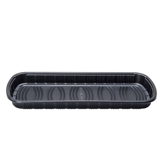 [100 ct] Full Slab Black PP Plastic Rib Container with Clear OPS lid ...
