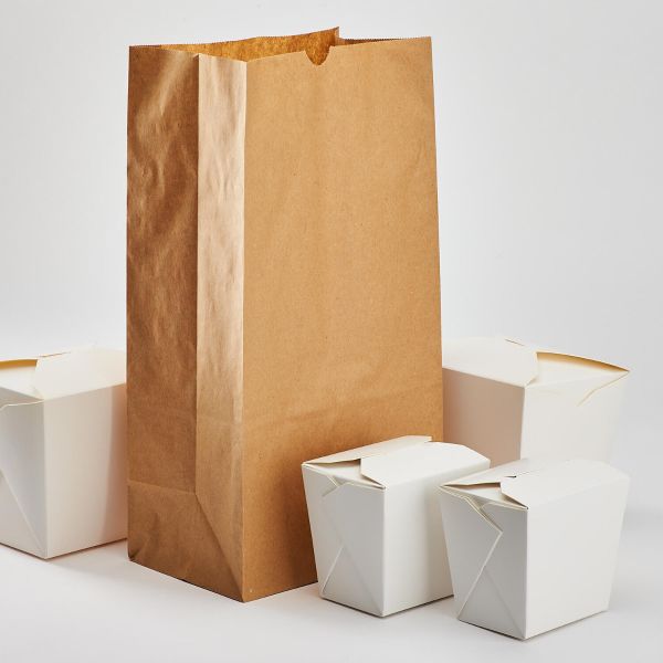 Kraft Karat 12 lb Paper Bag with to go containers