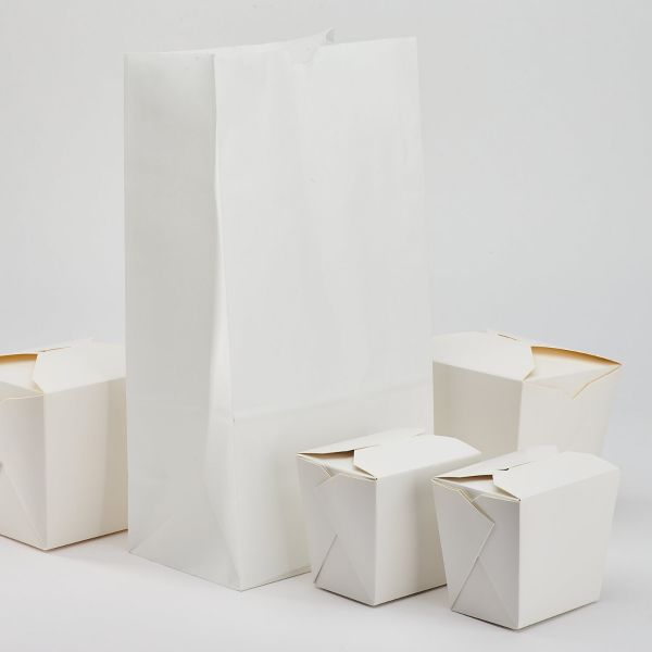 White Karat 12 lb Paper Bag with to-go boxes