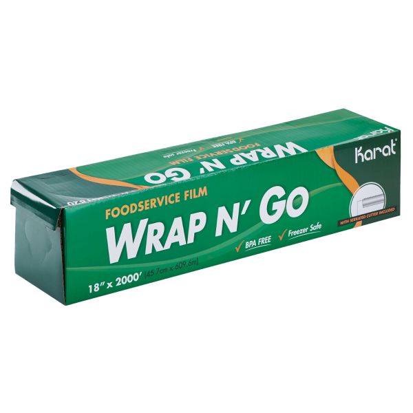 18 X 2000 WRAP N GO Foodservice Film With Serrated Cutter 1 Roll 18 x 2000 wrap n go foodservice film with serrated cutter 1 roll