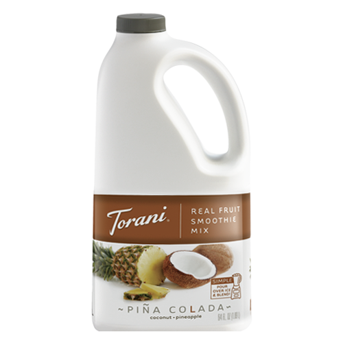 Torani Pina Colada Real Fruit Smoothie Mix in white 64 oz bottle