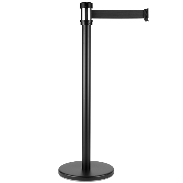 VIP Crowd Control Wallmount Stanchion – Black Tuff Tex With 156 Black Belt (Model 1408)