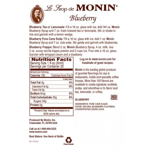 Monin Blueberry Syrup - Bottle (750mL)