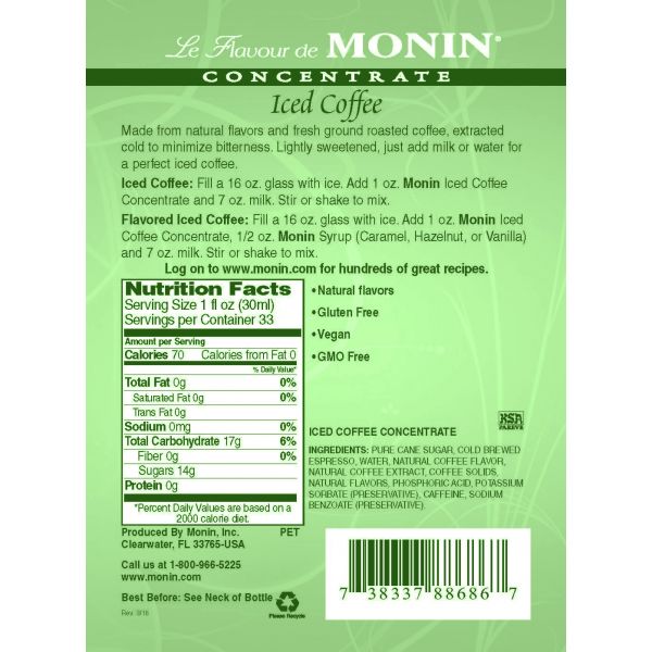 Monin Iced Coffee Concentrate - Bottle (1L)