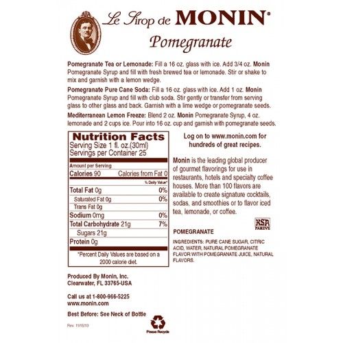 Monin Pomegranate Syrup - Bottle (750mL)
