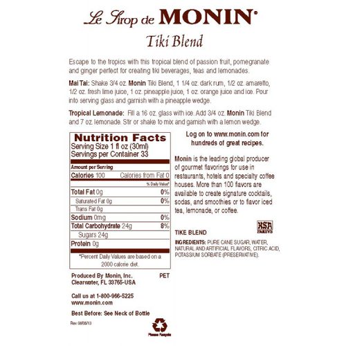 Monin Tiki Blend Syrup Bottle (1L)