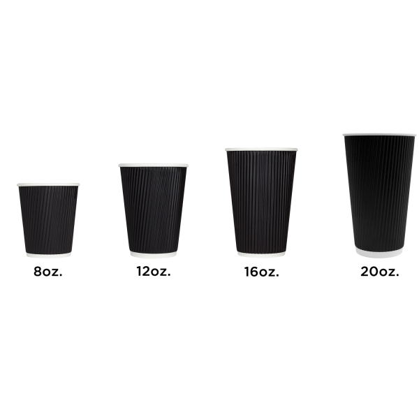 Black Karat 16oz Ripple Paper Hot Cups