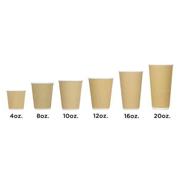 Kraft Karat  Ripple Paper Hot Cups in multiple sizes