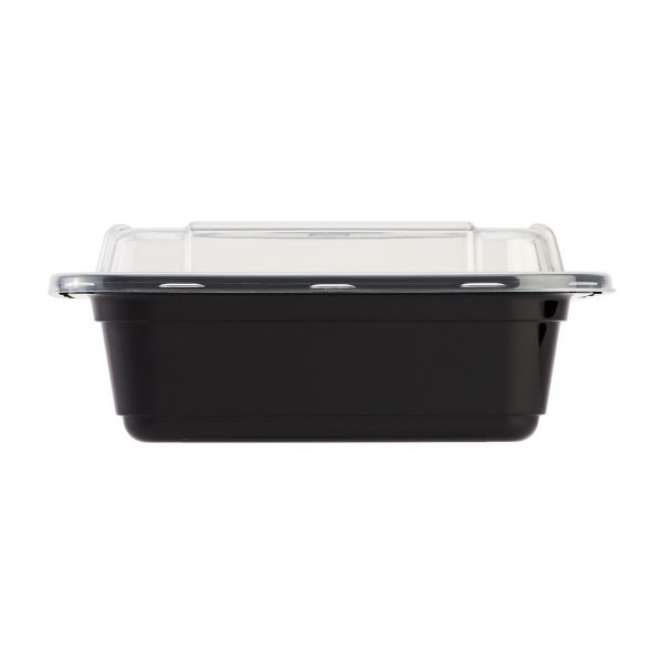Black and Clear Karat 12 oz PP Plastic Microwavable Rectangular Food Container & Lid