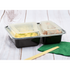Karat 30 oz PP Plastic Microwavable Rectangular Food Containers & Lids with food