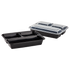 Karat 32 oz PP Plastic Microwavable Rectangular Food Containers & Lids, Black, 3 Compartments - 150 sets