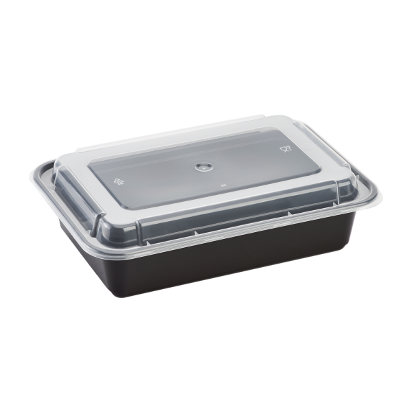 Karat 38 oz PP Plastic Microwavable Rectangular Food Containers & Lids