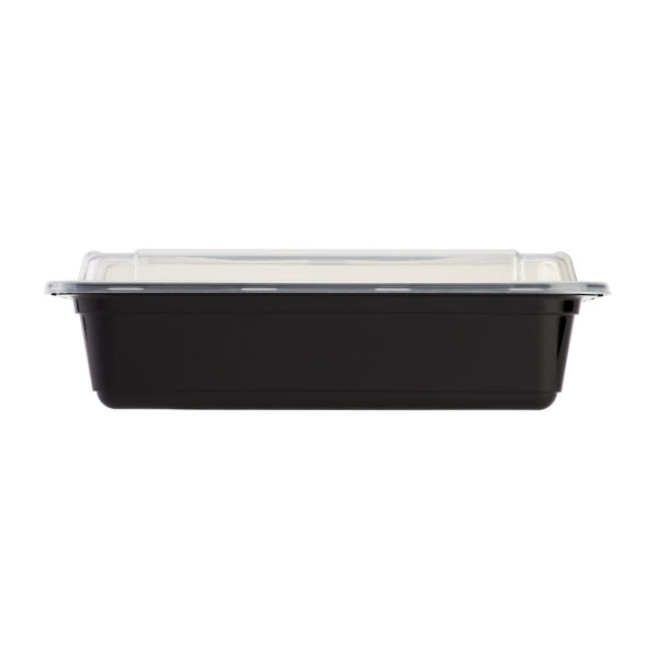 Karat 38 oz PP Plastic Microwavable Rectangular Food Containers & Lids side view