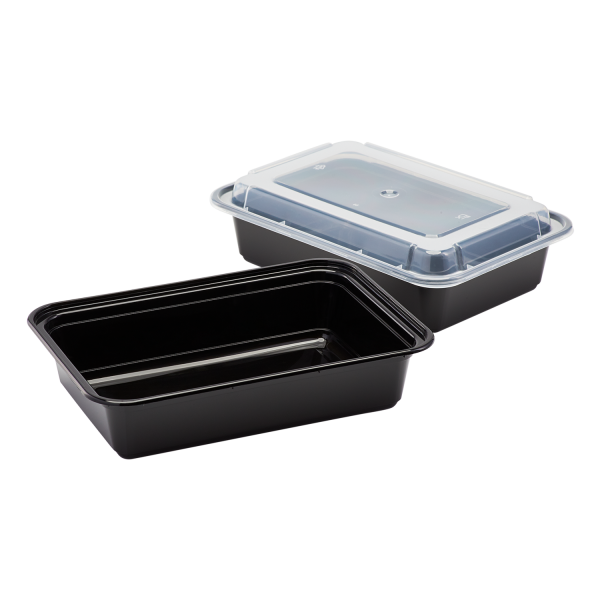Karat 38 oz PP Plastic Microwavable Rectangular Food Containers & Lids