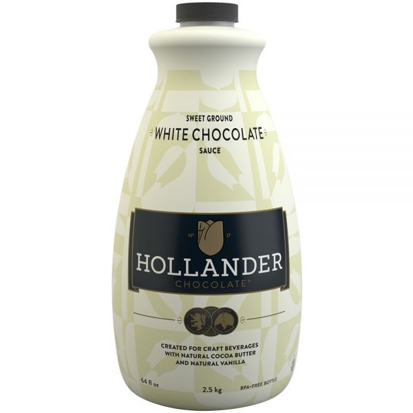 Hollander Sweet Ground White Chocolate Sauce in white 64 fl oz bottle
