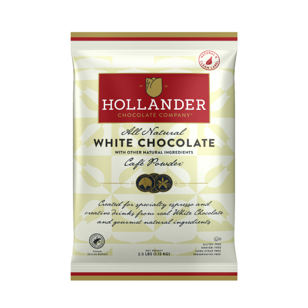 Hollander Sweet Ground White Chocolate Powder in White and cream design 2.5 lb bag