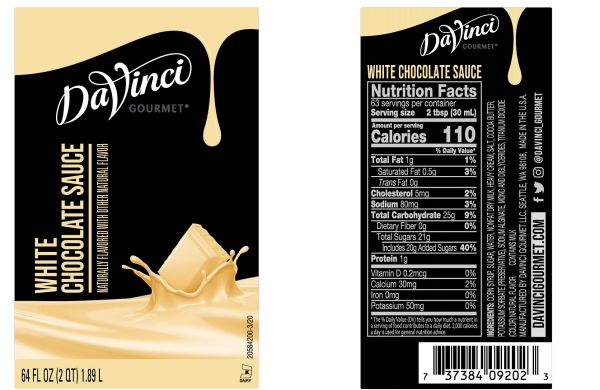 White chocolate sauce label and nutrition facts