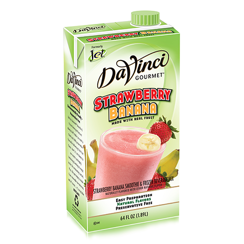 Strawberry Banana Fruit Smoothie Mix in green 64 oz carton
