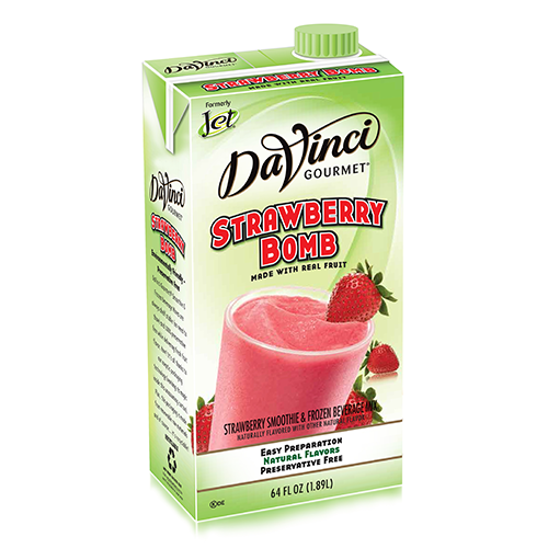 Strawberry bomb fruit smoothie mix in green 64 oz carton