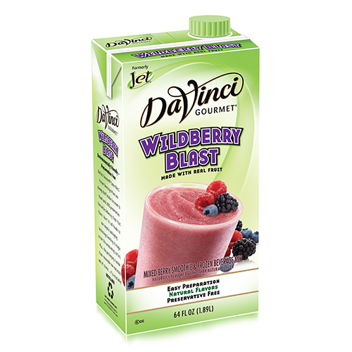 Wildberry Blast Fruit Smoothie Mix in green 64 oz carton