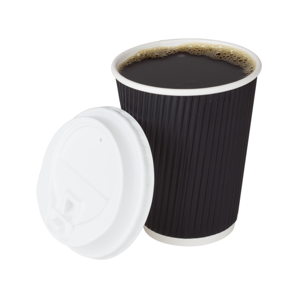 Karat 12oz Ripple Paper Hot Cups (90mm), Black - 500 pcs