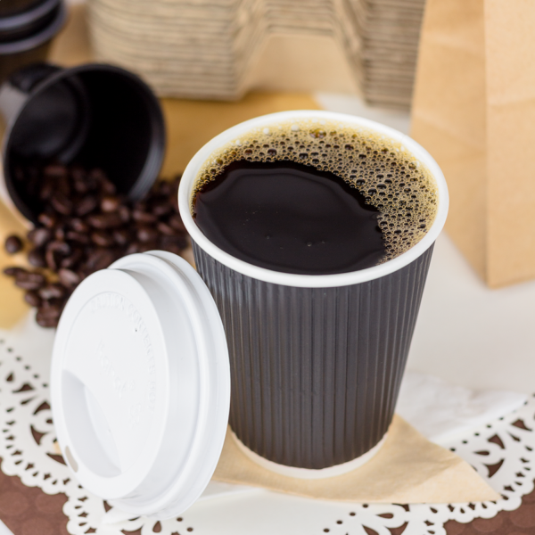 Karat 12oz Ripple Paper Hot Cups (90mm), Black - 500 pcs