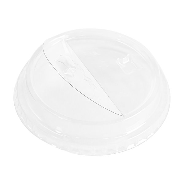 Clear Karat 98mm PET Plastic Dome Lids open from above