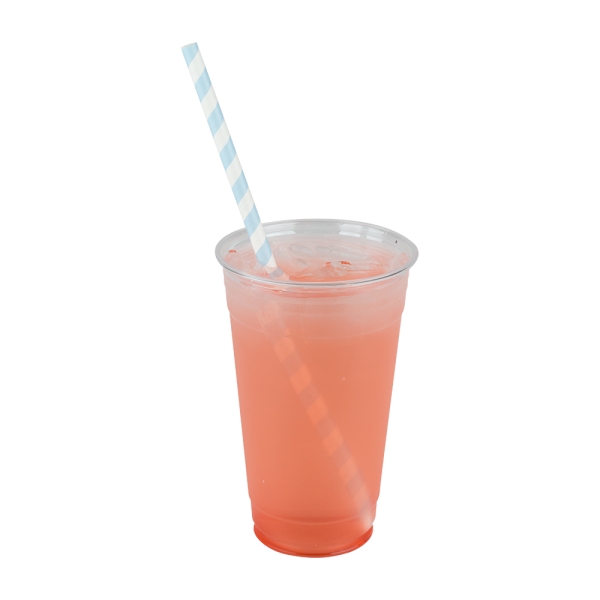 Blue & White Karat Earth 10.25" Giant Paper Spiral Straw (7mm) Paper Wrapped in pink drink in clear cup