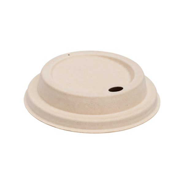 Karat Earth 90mm PFAS Free Bagasse Sipper Dome Lids for 10-24oz Hot Cups, Natural - 500 pcs