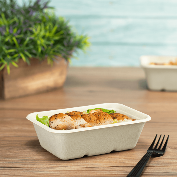 Karat Earth 20oz Natural Bagasse Take Out Container, Rectangular - 500 pcs