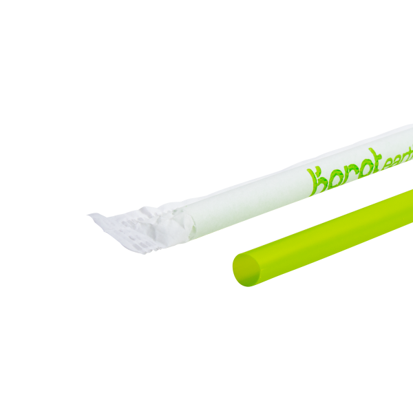 Karat Earth 9.5" PLA Jumbo Straw Paper Wrapped, Green - 4,800 pcs