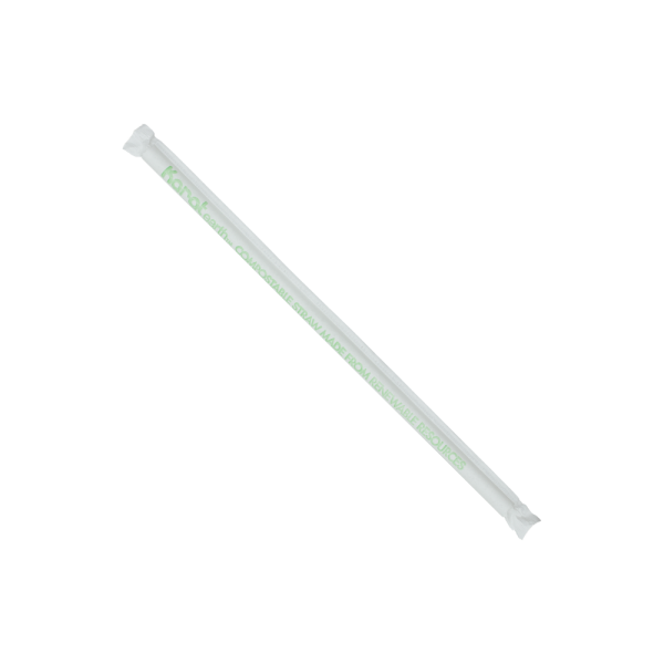 Karat Earth 8.75" Giant PLA Straw (7mm) Paper Wrapped, Clear - 2,500 pcs