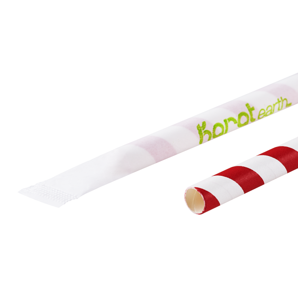 Karat Earth 9" Giant Paper Straw Wrapped, Red & White - 1,200 pcs
