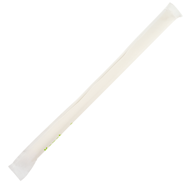 Karat Earth 9" Diagonal Cut Colossal Paper Straw Paper Wrapped, White - 1,600 pcs