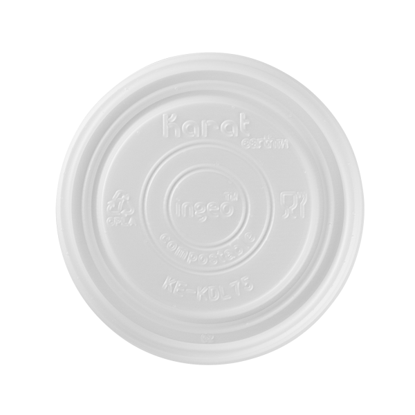 Karat Earth 90mm Flat Lid for 4oz Compostable Paper Food Container - 1,000 pcs