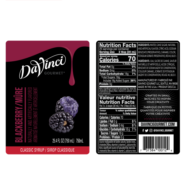 Blackberry syrup labels and nutrition facts