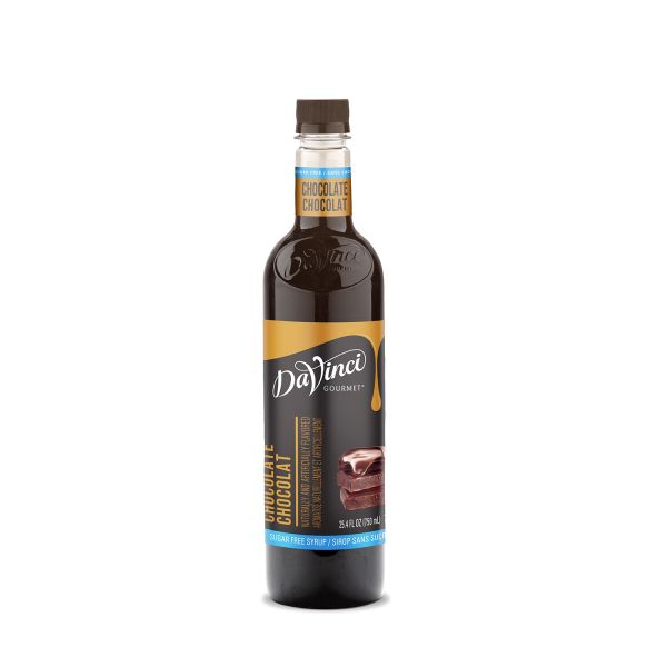 Sugar Free Chocolate Syrup in clear plastic 750 mL bottle with resealable top