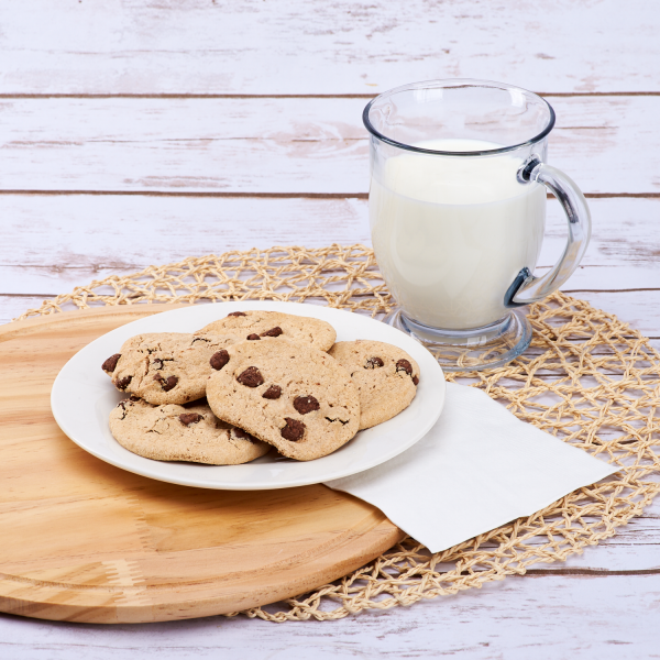 White Karat 10"x10" Premium Beverage Napkin with cookies and milk