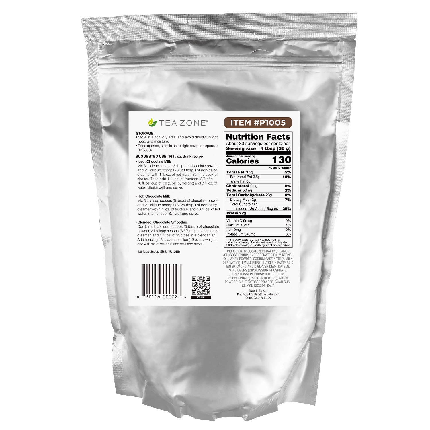 Tea Zone Chocolate Powder - Bag (2.2 lbs)