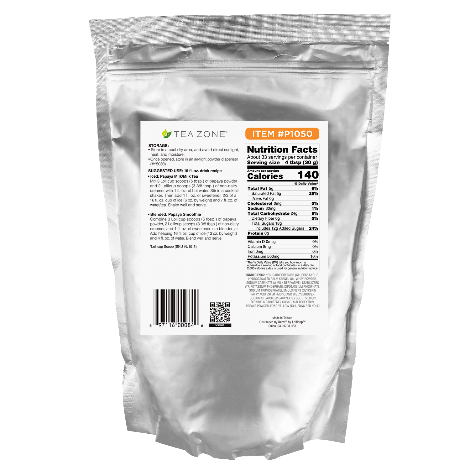 Tea Zone Papaya Powder  - Bag (2.2 lbs)