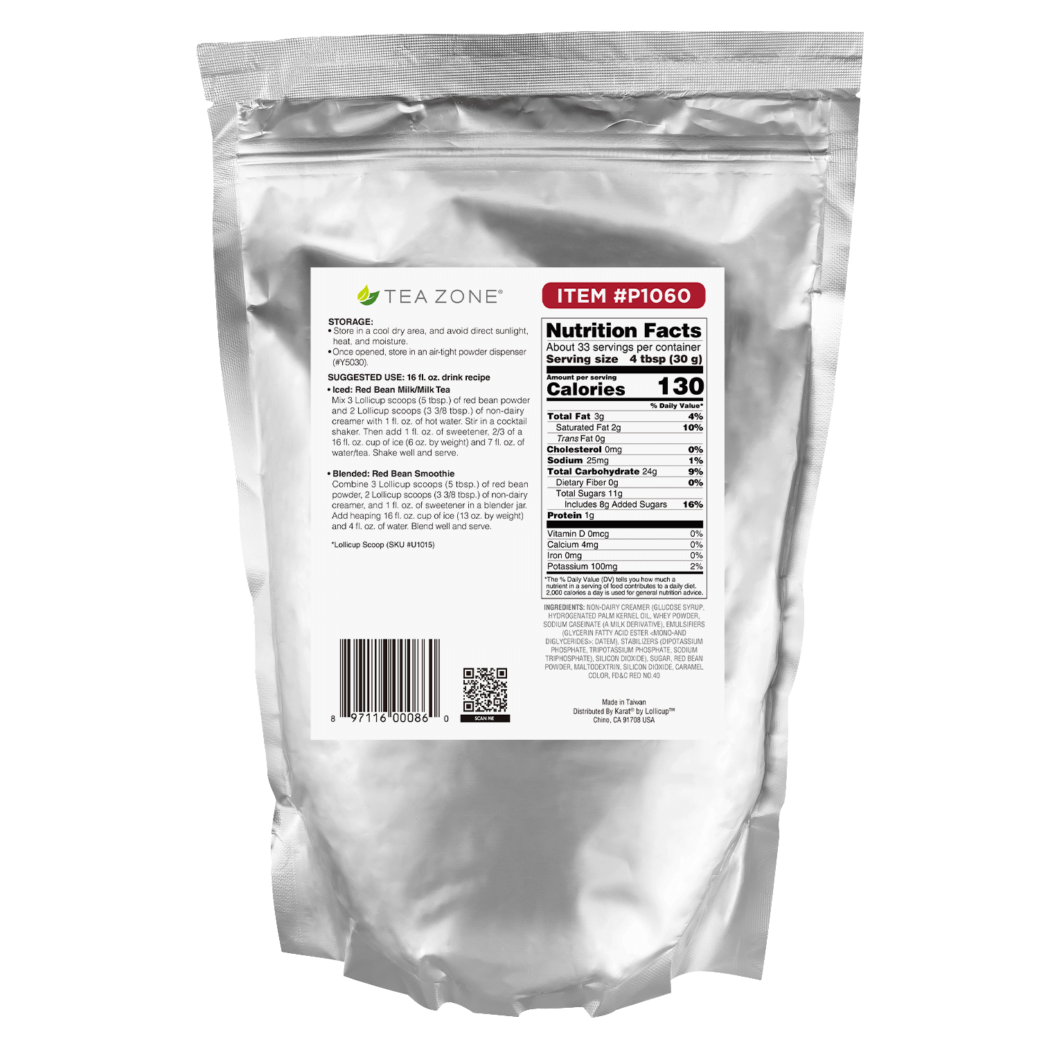 Tea Zone Red Bean Powder - Bag (2.2 lbs)