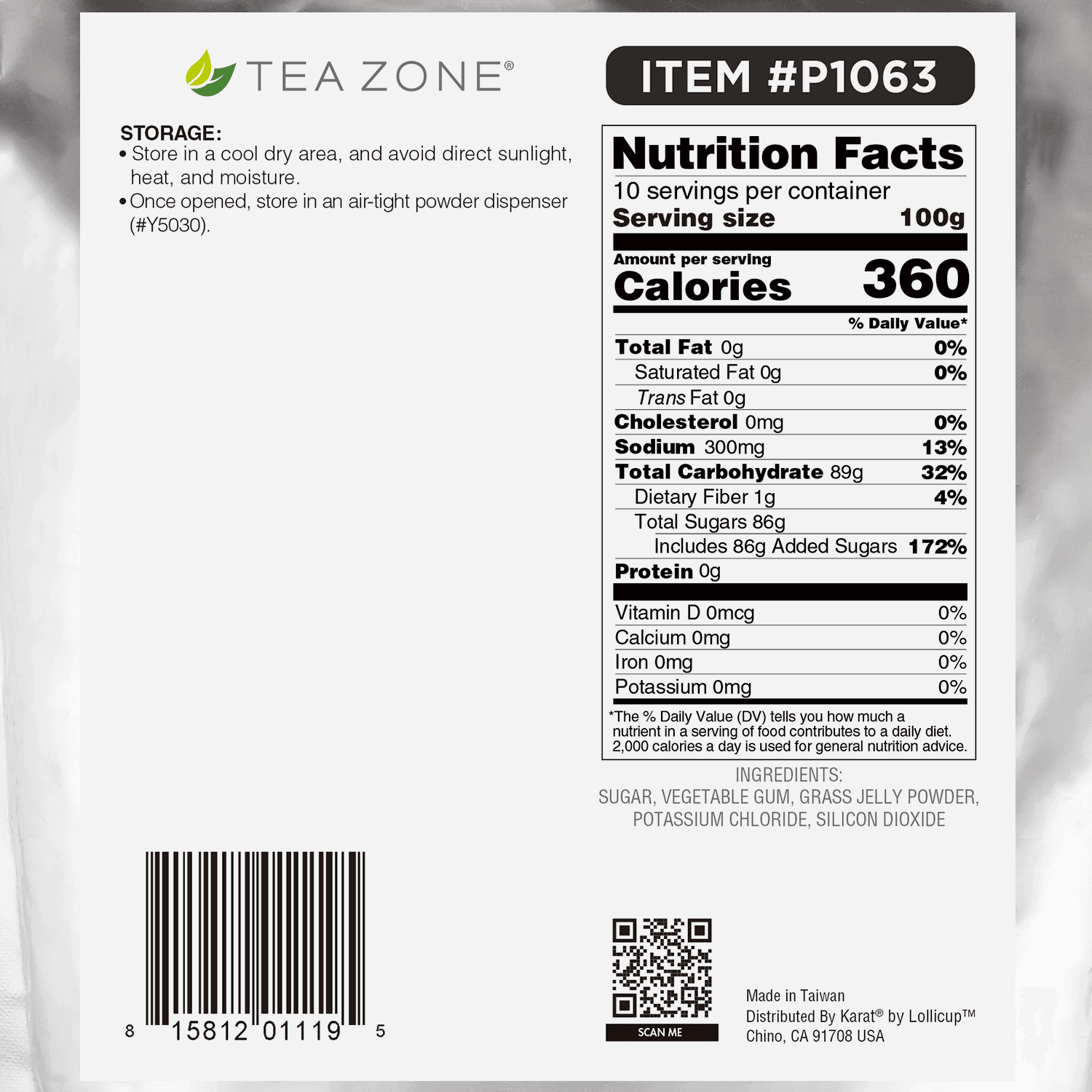 Tea Zone Grass Jelly Powder - Bag (2.2 lbs)
