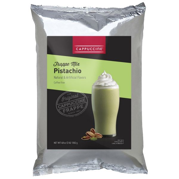 Pistachio Frappe Mix bag with drink image