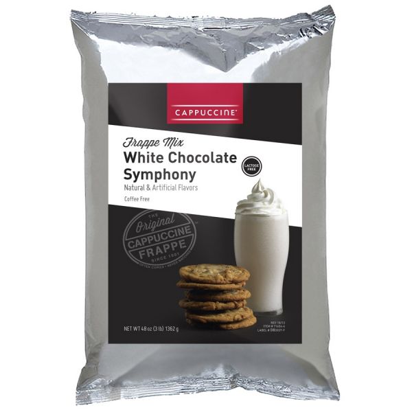 White Chocolate Symphony Frappe Mix bag with drink image