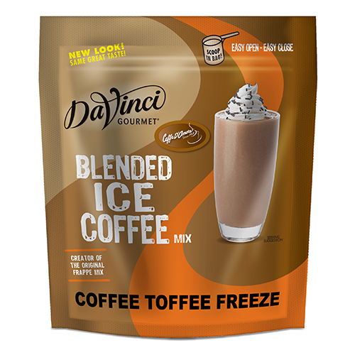 Coffee Toffee Freeze resealable 2.75lb bag with drink image on container