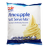 Pineapple dole soft serve mix in blue and white 4.4lb bag with ice cream image on the packaging