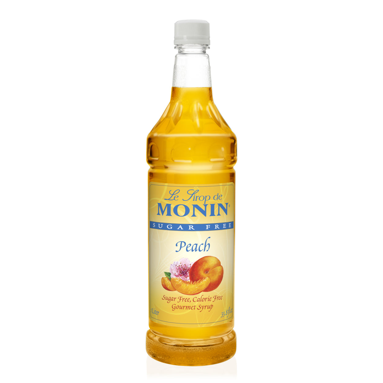 Monin Sugar Free Peach Syrup clear 1 L bottle