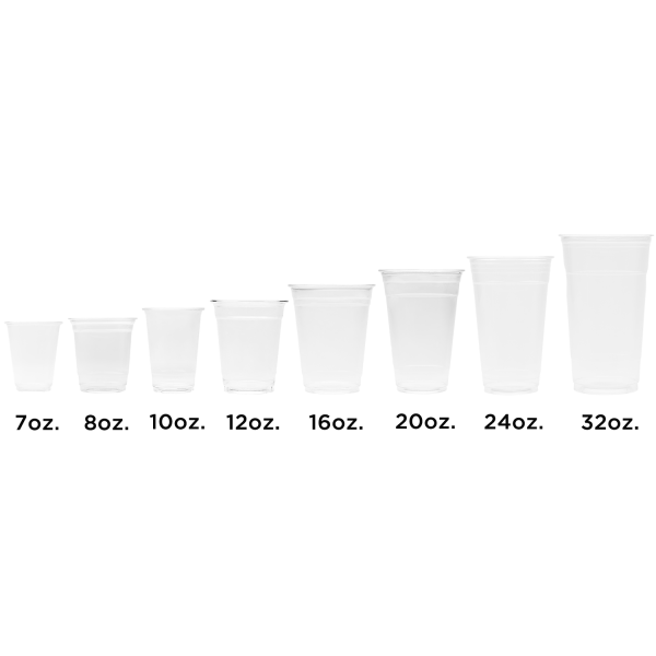 Karat PET Plastic Cold Cup Size comparisons