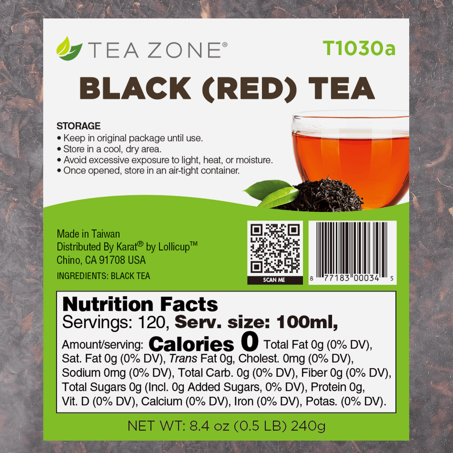 Tea Zone Black (Red) Tea Leaves - Case of 25 bags